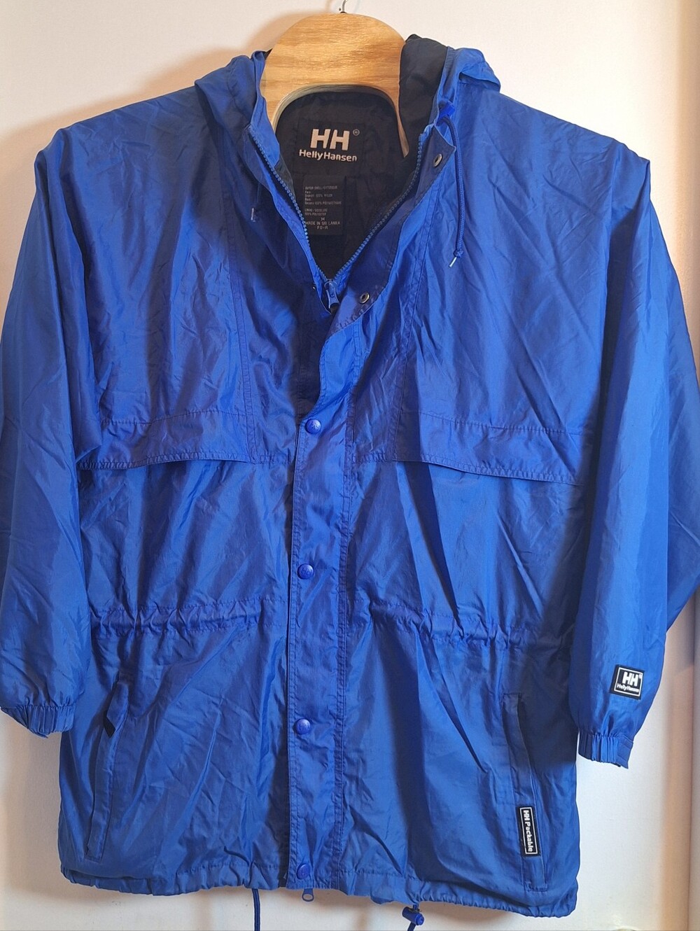Helly Hansen Helly Tech Men's M Packable Jacket Hooded Royal Blue Windbreaker